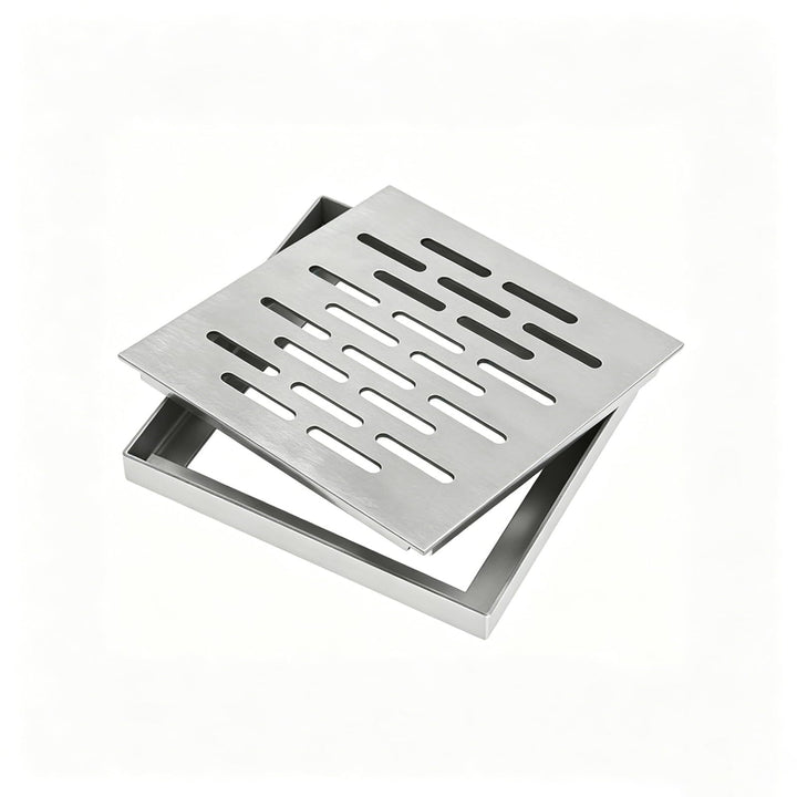 Edelstahl Bodenablauf 200x200x20MM, Duschablauf Abdeckung mit Geruchsverschluss, Schneller Wasserabl