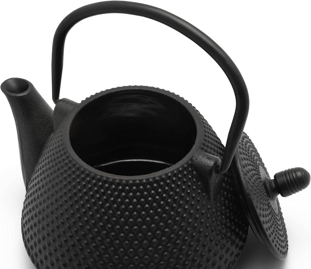 kleine schwarze genoppte gusseiserne Asia Teekanne 0.8 Liter
