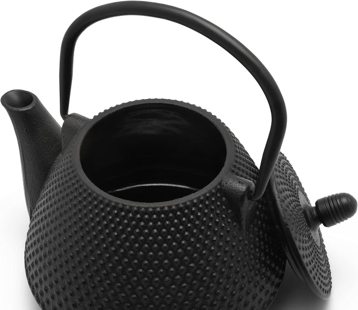kleine schwarze genoppte gusseiserne Asia Teekanne 0.8 Liter