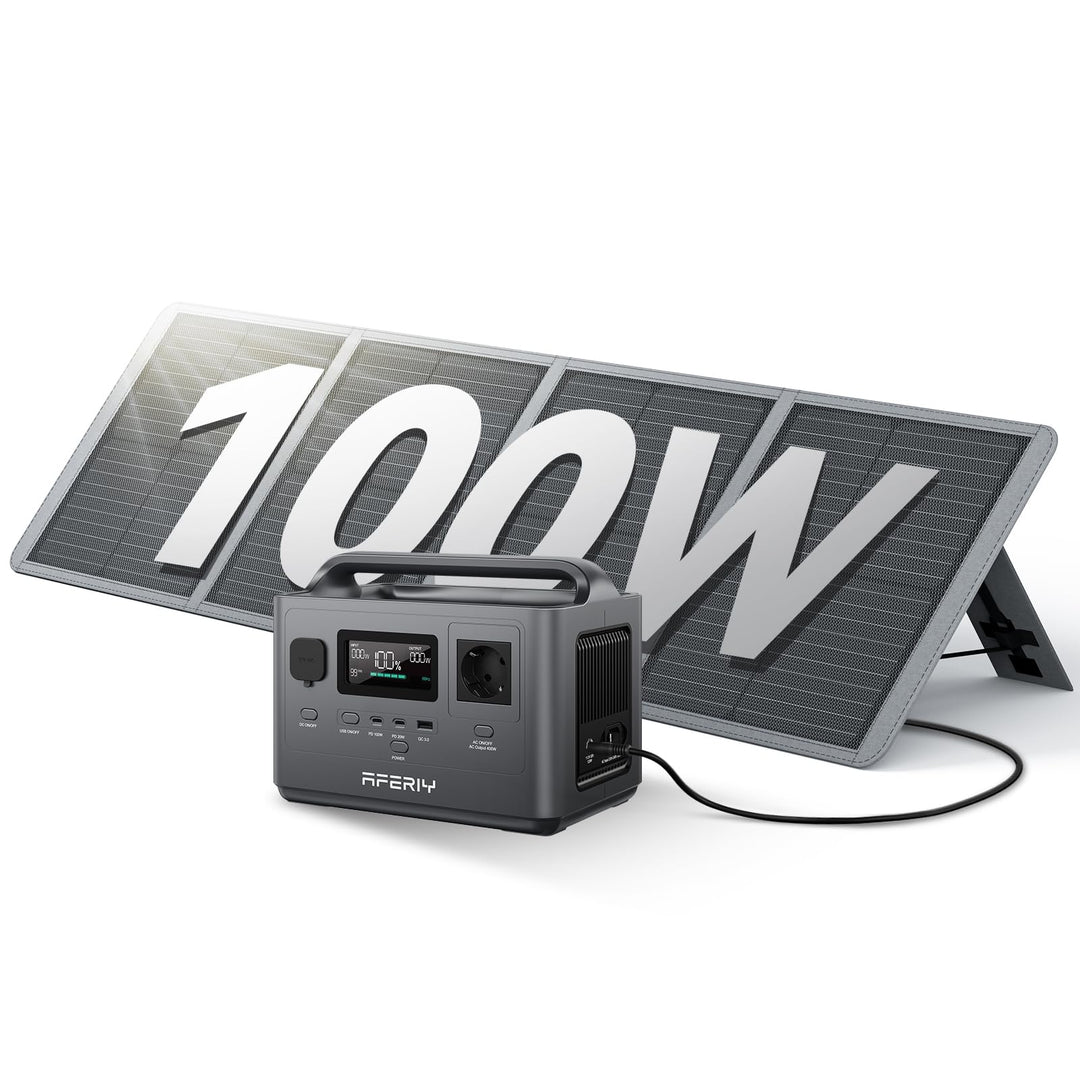 AFERIY AF-P040 Solar Generator mit 100W Solarpanel, 256Wh LiFePO4-Batterie, 400W AC & 100W USB-C Aus