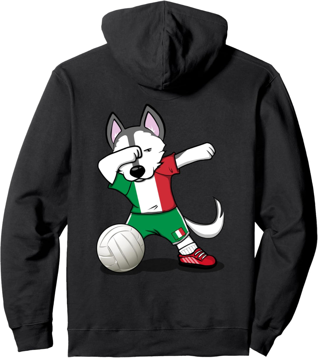 Dabbing Husky Hund Italien Volleyball - Italienische Flagge Pullover Hoodie