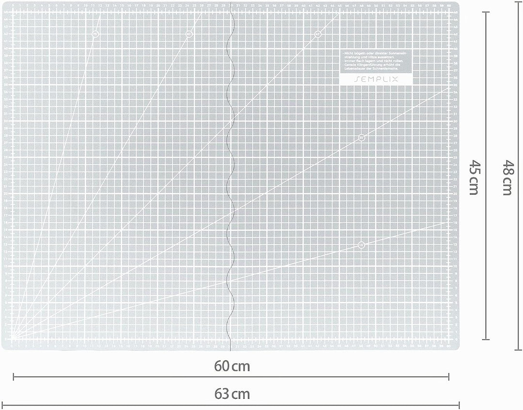 SEMPLIX Schneidematte A2 selbstheilend faltbar 60 x 45 cm (Hellgrau) | Selbstheilende faltbare Schne