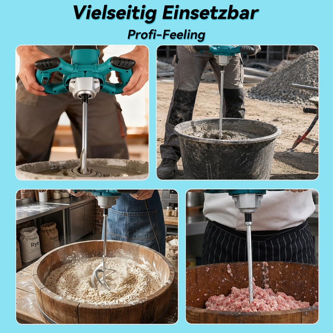 Mörtelrührer, 2400W Rührwerk mit 6-Gang-Getriebe, 1200r/min Quirl Mörtelrührer, Bürstenloser Reiner