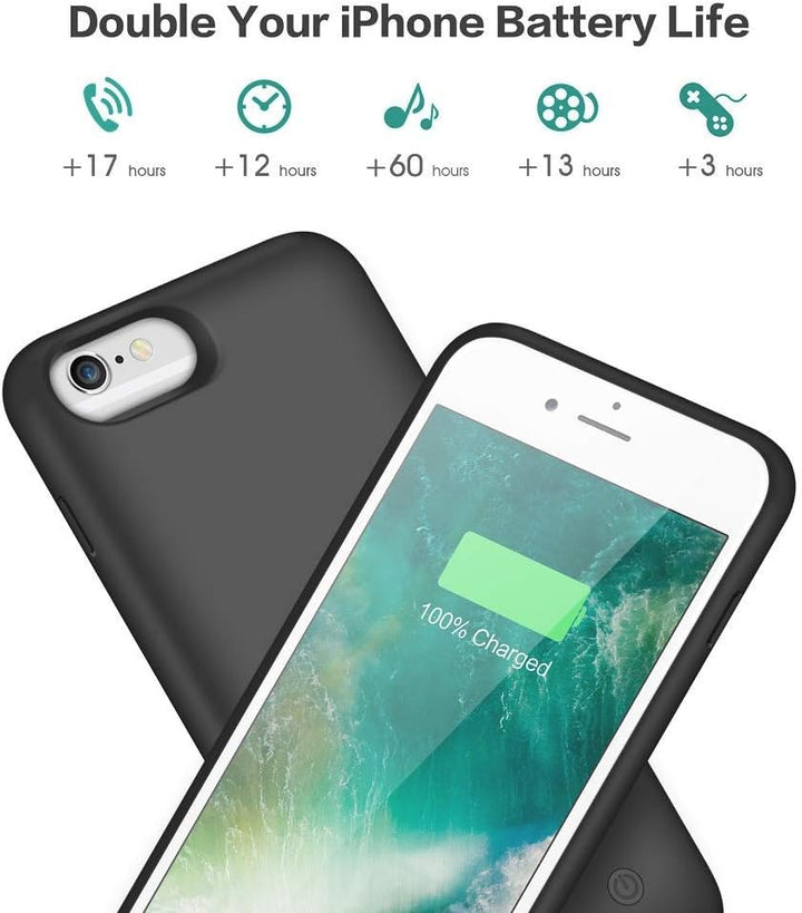 iPosible Akkuhülle für iPhone 7/6S/8/6, 【2022 Neueste】 6000mAh Zusatzakku Ladehülle Handyhülle Akku