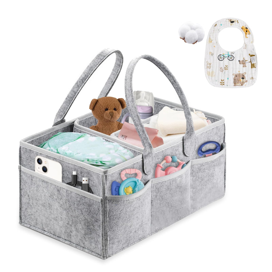 Esoes Wickeltasche Organizer mit Lätzchen Baby Windel Caddy Organizer Tragbarer filztasche mit fäche