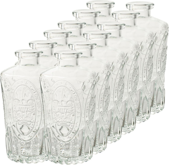 12 x Vasen Dana im Vintage-Look mit toller Glasmusterung H 12 cm - Glasvasen - Blumenvase - Tischvas