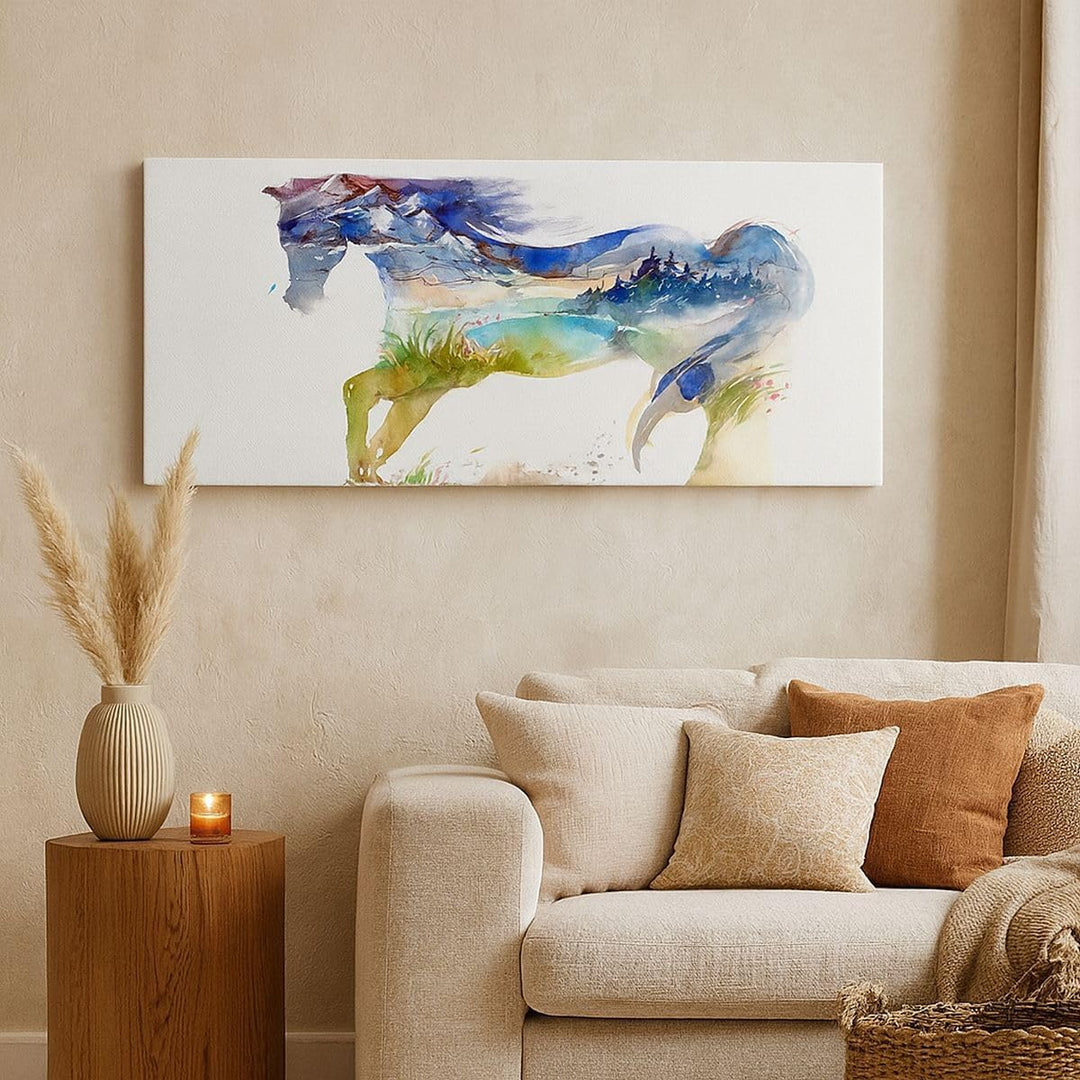 Wandbilder Dekoration Wohnzimmer Pferd Natur arabien ethnische Panorama Bilder auf Leinwand 120x50cm