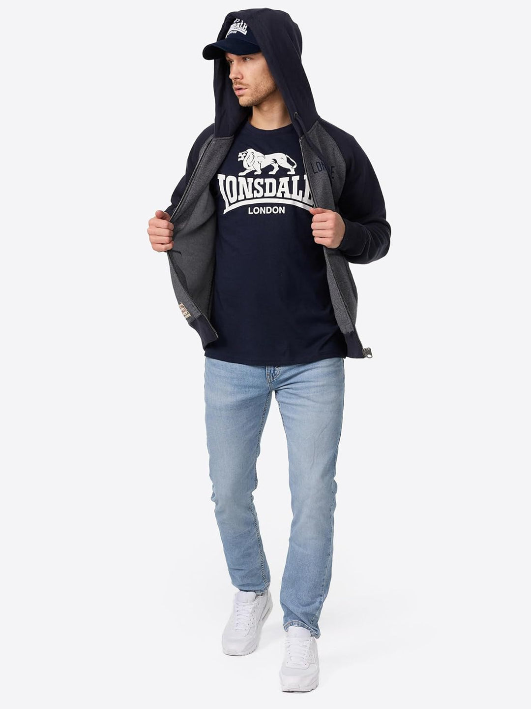 Lonsdale London Slough Männer Kapuzenjacke blau meliert Streetwear M Blau Meliert, M Blau Meliert