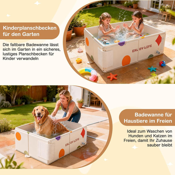 Babybadewanne faltbar, tragbare Babywanne 0-8 Jahre, Kinderplanschbecken &amp; kleiner Kinderpool für Du