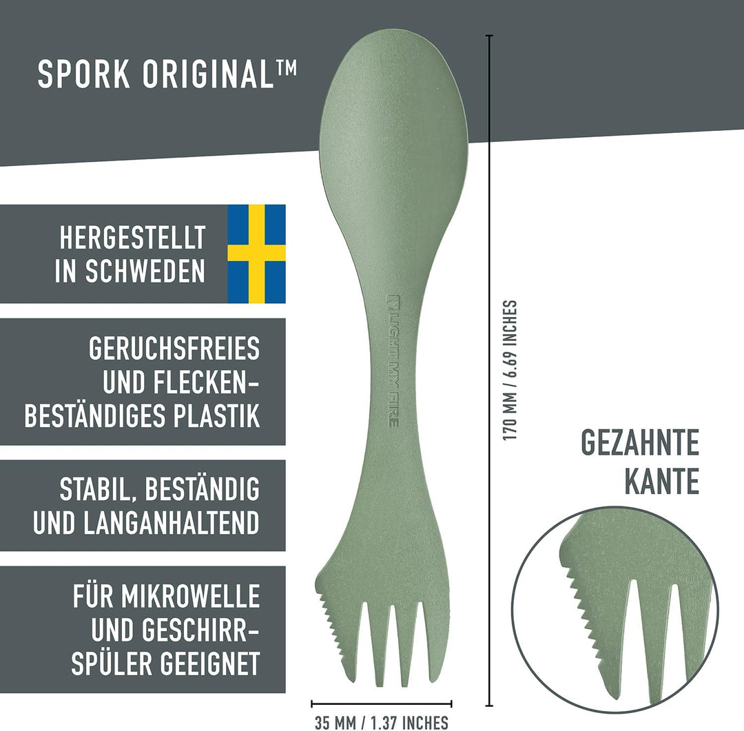 Light my Fire Spork Original Göffel 4er/10er Pack – 3-in-1 Campingbesteck – Löffel, Gabel, Messer Re