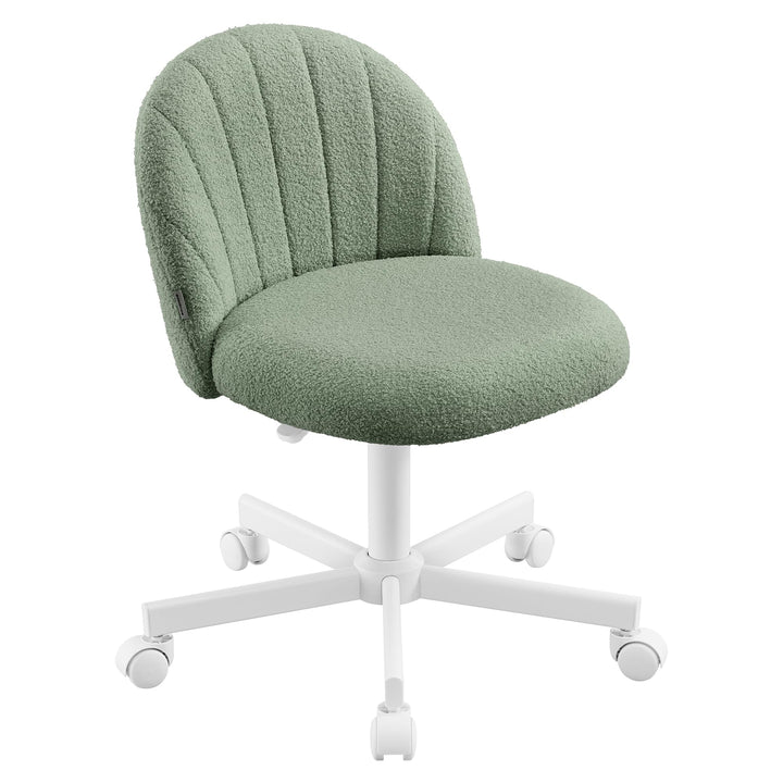SONGMICS Homeoffice-Stuhl, Schminkstuhl aus Teddy-Fleece, Schreibtischstuhl, Schaumstoffpolsterung,