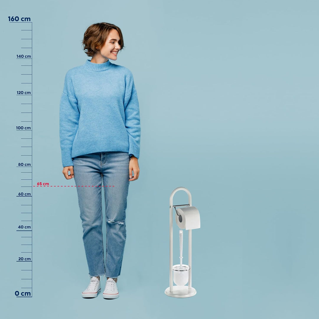 Kela 20975 Toilettengarnitur, WC-Bürstentopf und Papierhalterung, Linda, Metall, 65,5cm, Weiss, Weis