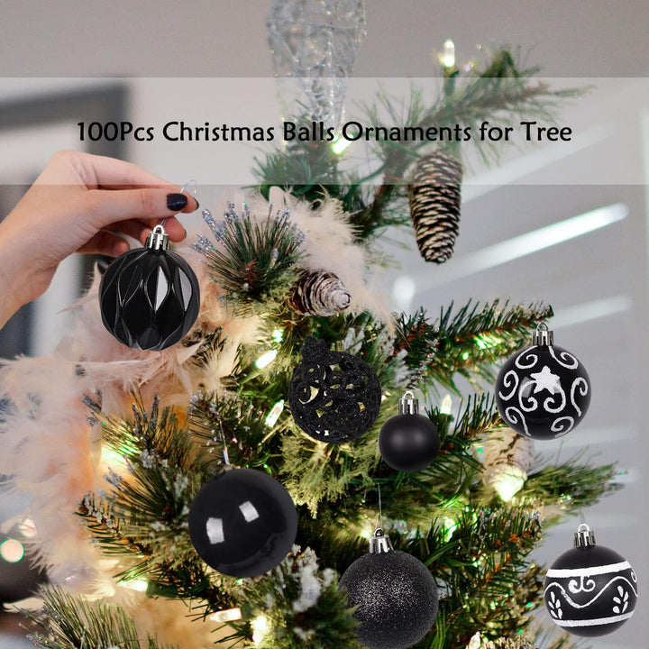 Ywlake Weihnachtskugel Ornamente Set für Weihnachtsbaum, 100-pcs Weihnachtsbaum Dekorationen Set Bru
