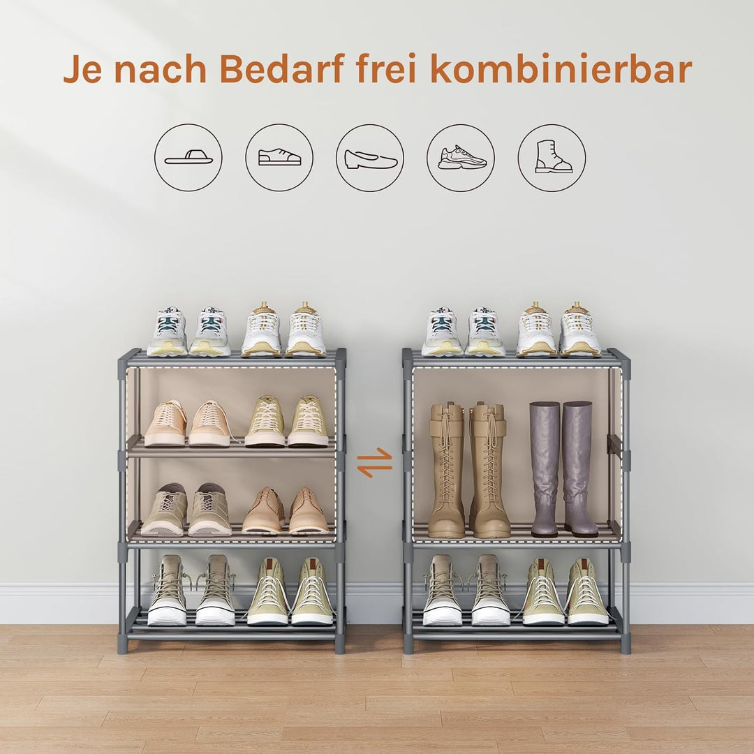 WOLTU Schuhregal schmal 4 Ebenen, Schuhorganizer Schuhaufbewahrung platzsparend, offener Schuhschran