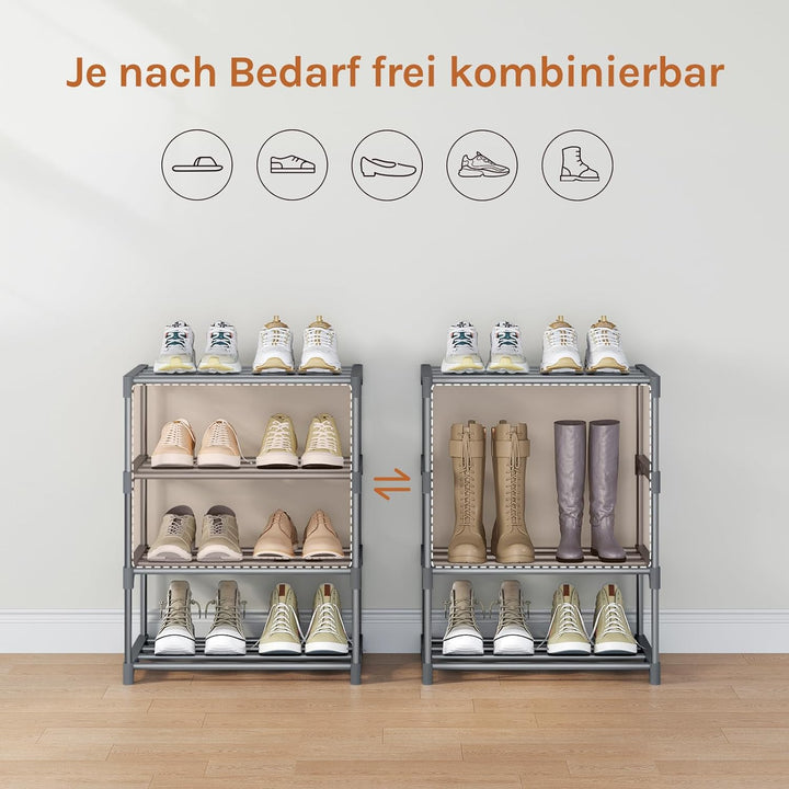 WOLTU Schuhregal schmal 4 Ebenen, Schuhorganizer Schuhaufbewahrung platzsparend, offener Schuhschran