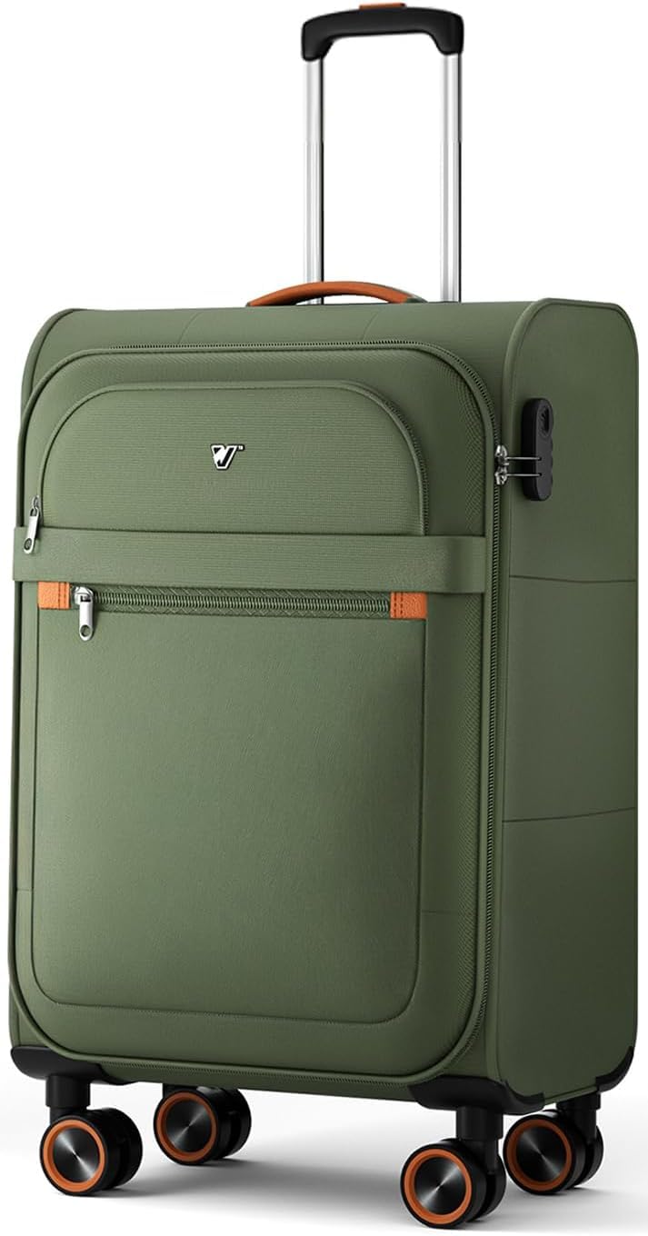 Weichschalen Handgepäck Koffer - Stoff Reisekoffer 55x38x23cm Grün S, Grün S