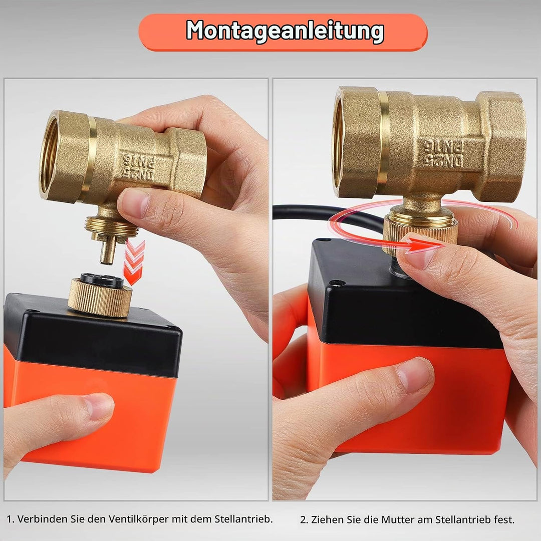 SWAWIS 3 Wege Zonenventil Kugelventil Motorkugelhahn DN20 G3/4 Zoll AC 230V Elektrisches Ventil Moto
