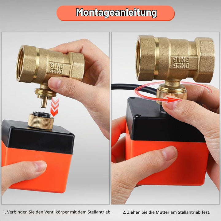 SWAWIS 3 Wege Zonenventil Kugelventil Motorkugelhahn DN25 G1 Zoll AC 230V Elektrisches Ventil Motorv