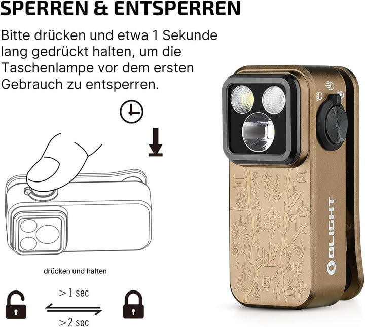 OLIGHT Oclip Pro Mini LED Taschenlampe mit Flutlicht, fokussiertes Licht und Rotlicht,500 LM helle U