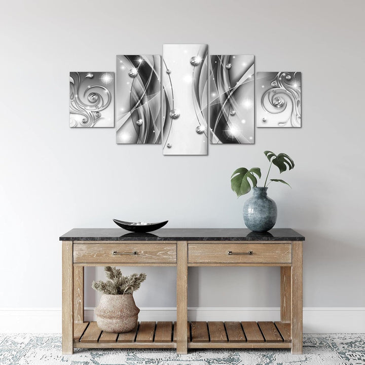 Runa Art Wandbilder Abstrakt 5 Teilig Bild auf Vlies Leinwand Deko Wohnzimmer Schlafzimmer Diamant S