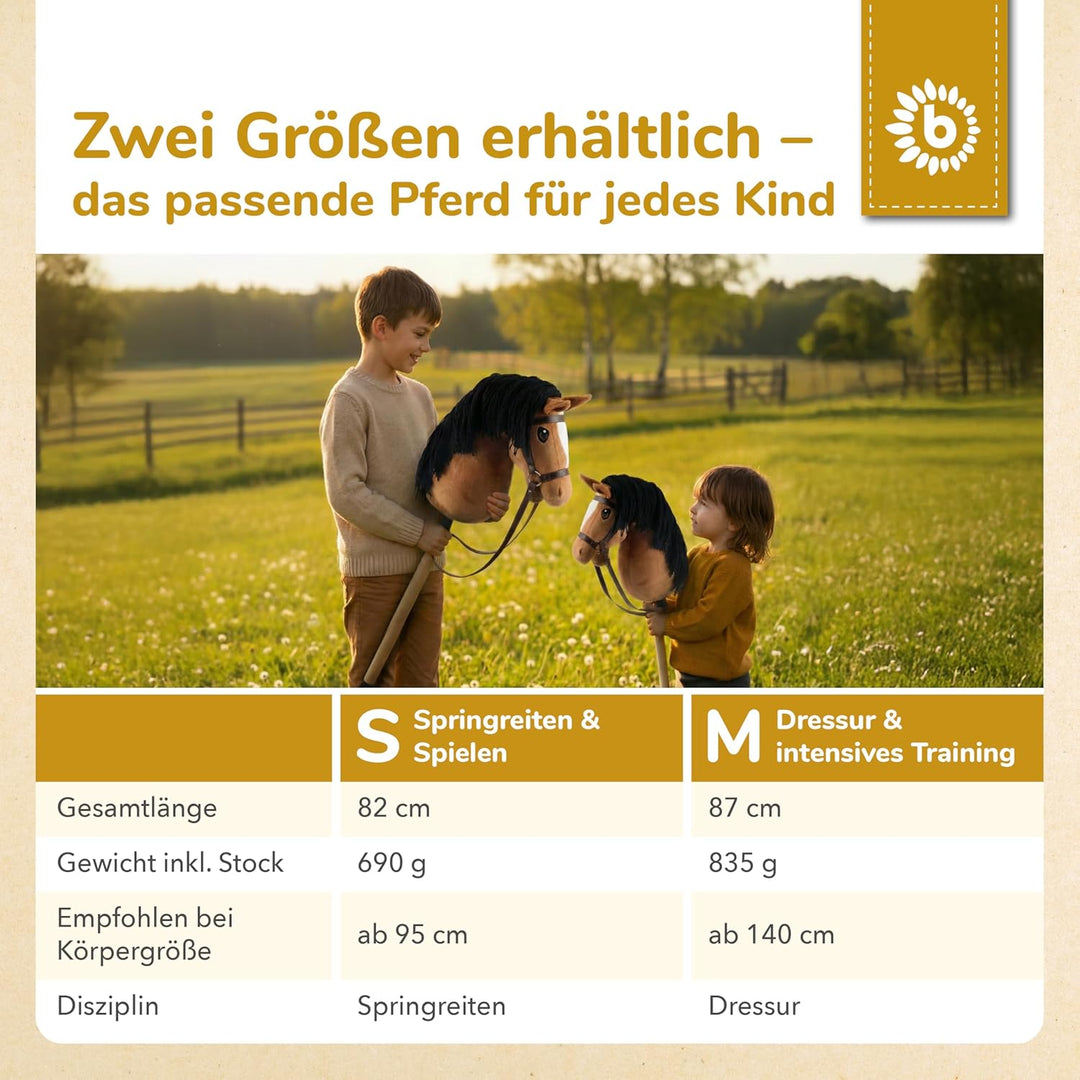 Bieco Hobby Horse Steckenpferd Fuchs - Grösse S, mit Trense | Abnehmbarer Stock & Schweif, für Sprin