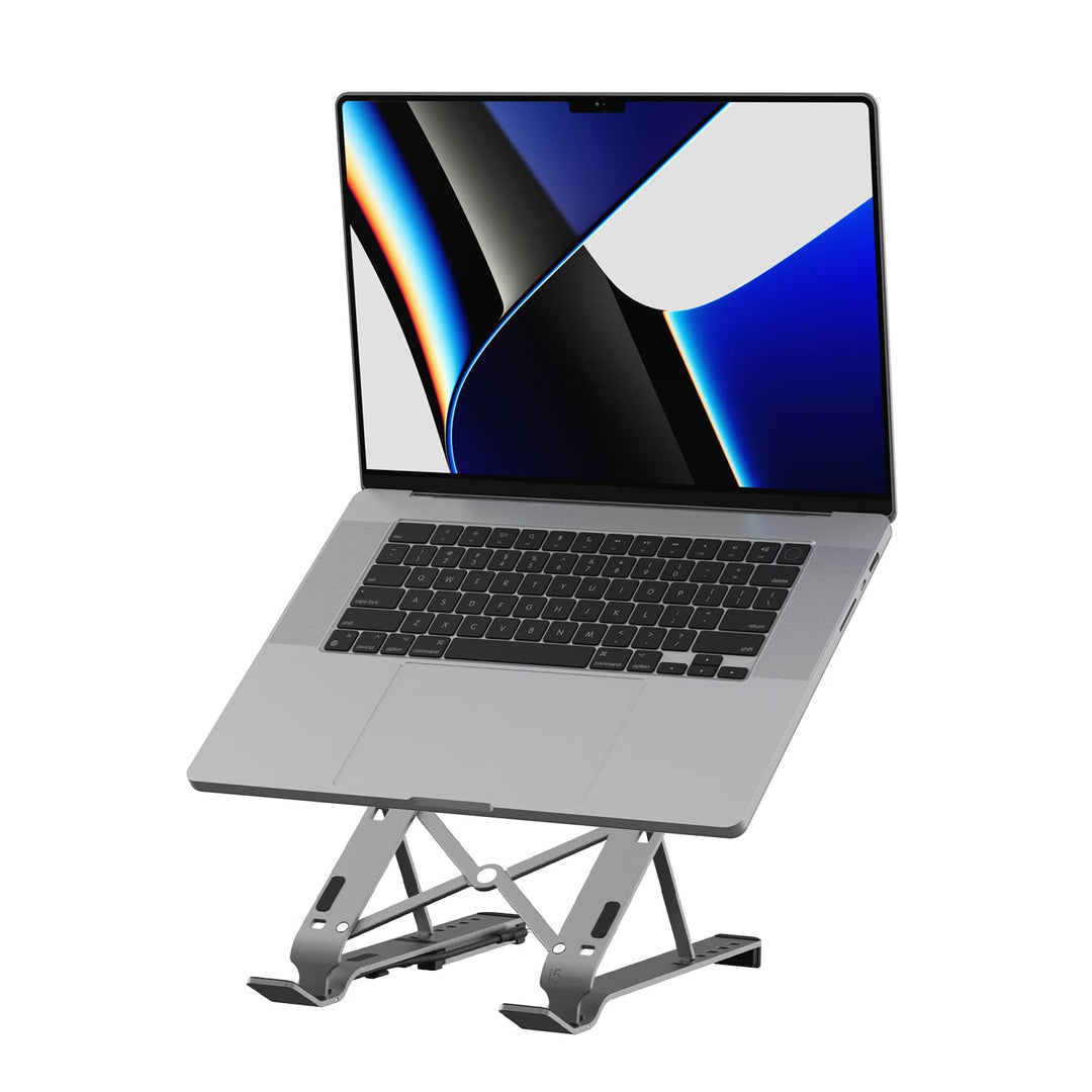j5create Laptop-Ständer mit USB Hub- Faltbarer Aluminium-, tragbarer Laptop-Ständer mit 4 USB3.2-Ans