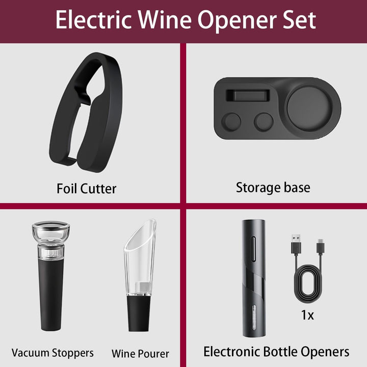 Korkenzieher Elektrisch, USB 5-in-1 Weinöffner-Set, Wiederaufladbar