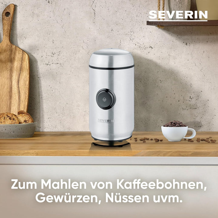 SEVERIN Kaffee- und Gewürzmühle, Aromaschonendes Mahlen dank hochwertigem Edelstahlmesser, Individue