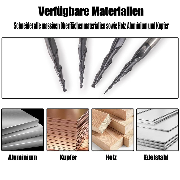 2 Stück 2 Flöten Kugelkopffräser mit Konischer Spitze CNC Gravierfräser R0,25mm 3,175mm (1/8") Schaf