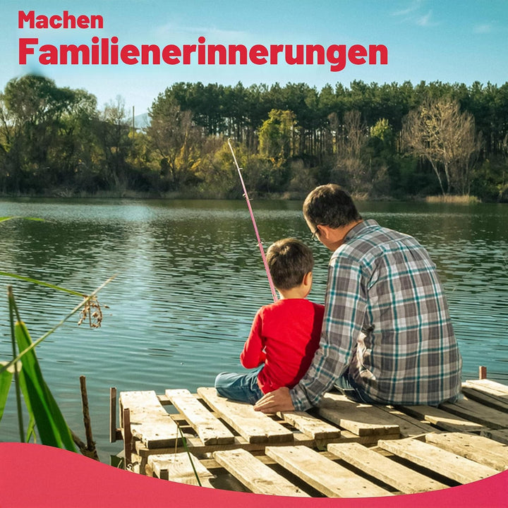 DaddyGoFish Kinder Angelset - Teleskoprute &amp; Rolle Combo mit Klappstuhl, Rutenhalter, Tackle Box, Kö