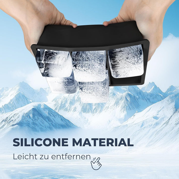 Eiswürfelform Silikon gross XXL Eiswürfel Form mit Deckel Eiswürfelbehälter 6-Fach 2er Pack Eiswürfe