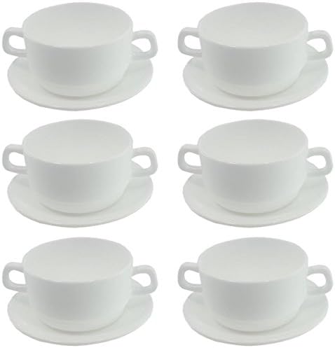 Arcoroc Suppentasse 32cl Restaurant weiss stapelbar mit Untertasse (VE wählbar) Grösse 6 Stück, 6 St