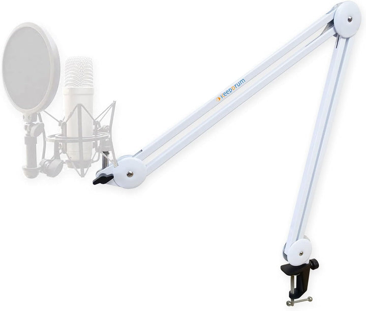 keepdrum MS138 WH Tisch-Mikrofonarm Podcast-Mikrofonstativ Weiss MS138 Gelenkarm Weiss, MS138 Gelenk