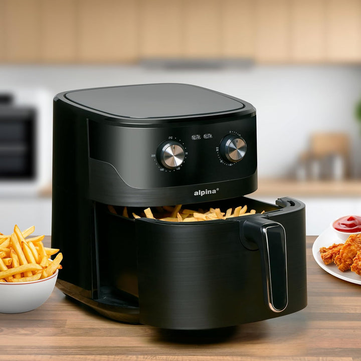 alpina Heissluftfritteuse 6L - Airfryer für 4 bis 6 Personen - Heissluftfritteuse mit Einstellbarer