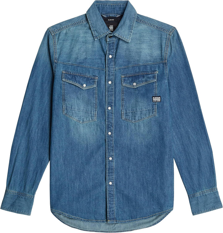 G-Star Raw C.V. Herren Dakota Slim Shirt Shirt XXL Blau (Faded Cricket Blue D23616-d252-d891), XXL B