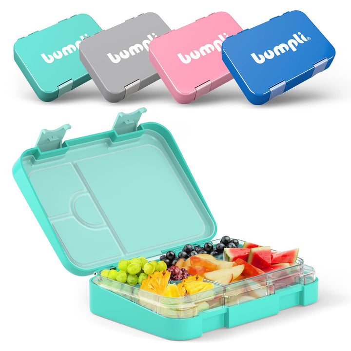 bumpli® Brotdose Kinder mit Fächern - kinderfreundliche Verriegelung mit Klick-Verschluss - Lunchbox