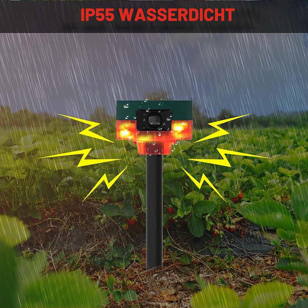 KEEDA Solar 129dB Sound &amp; Blitzlicht 360° Bewegungssensor Alarm, Aufzeichnung Benutzerdefinierter Na