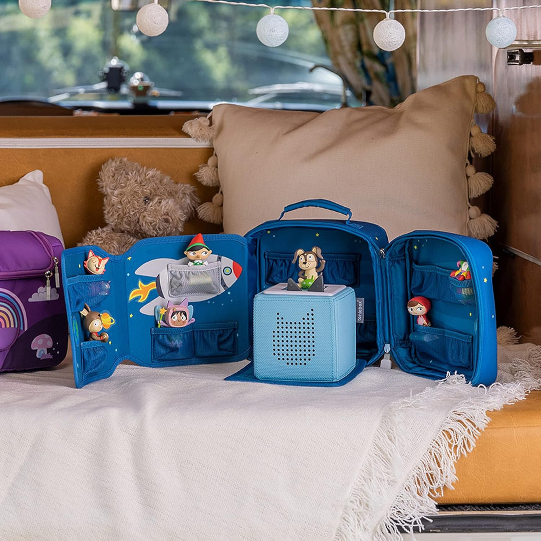 tonies Bühnen-Transporter Durch die Galaxie, Transporttasche für Mind. 14 Hörfiguren, ausklappbare P