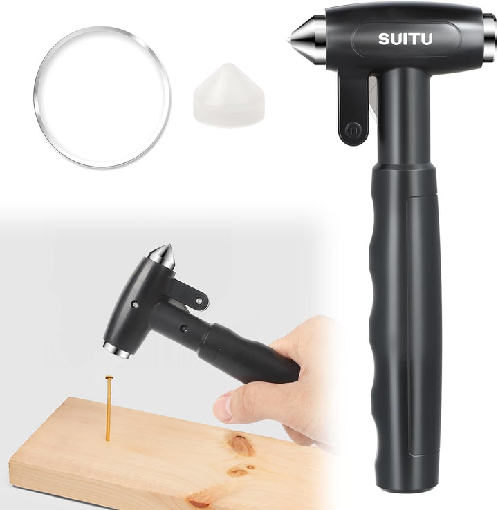 Longzhuo Gurtschneider Notfallhammer, 3 in 1 Notfallhammer Auto mit Gurtschneider, für Auto und Buss