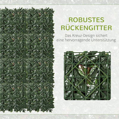 Outsunny 12 Stück künstliches Pflanzenwand Hecke 50x50 cm UV-Schutz Sichtschutz Glanzmispeln Design