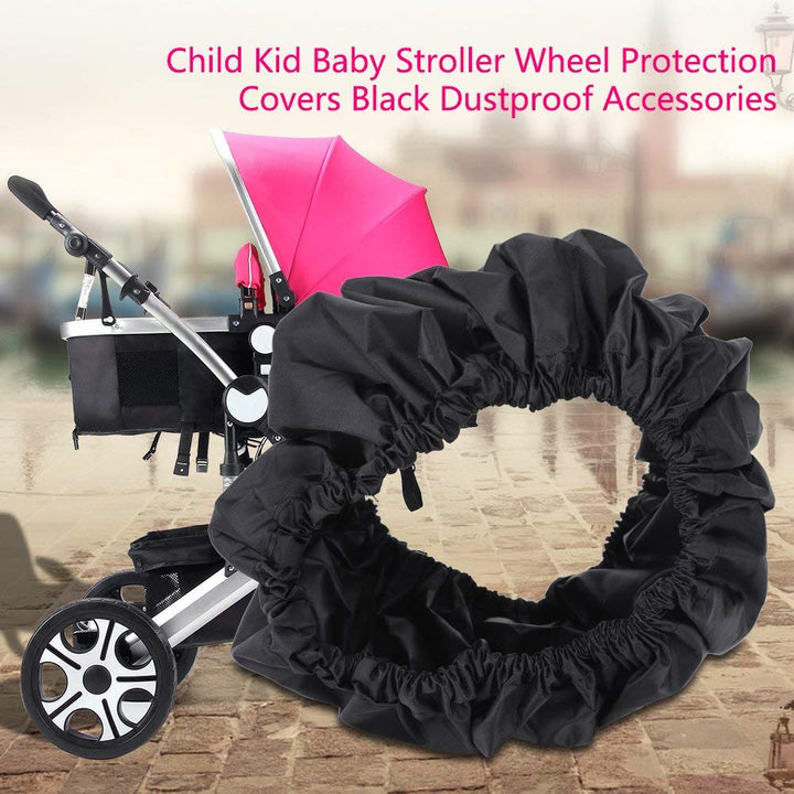 4 Stücke Kinderwagen Schutzhüllen Schwarz Staubdicht Reifen Abdeckung Kind Klassische Kinderwagen Ab