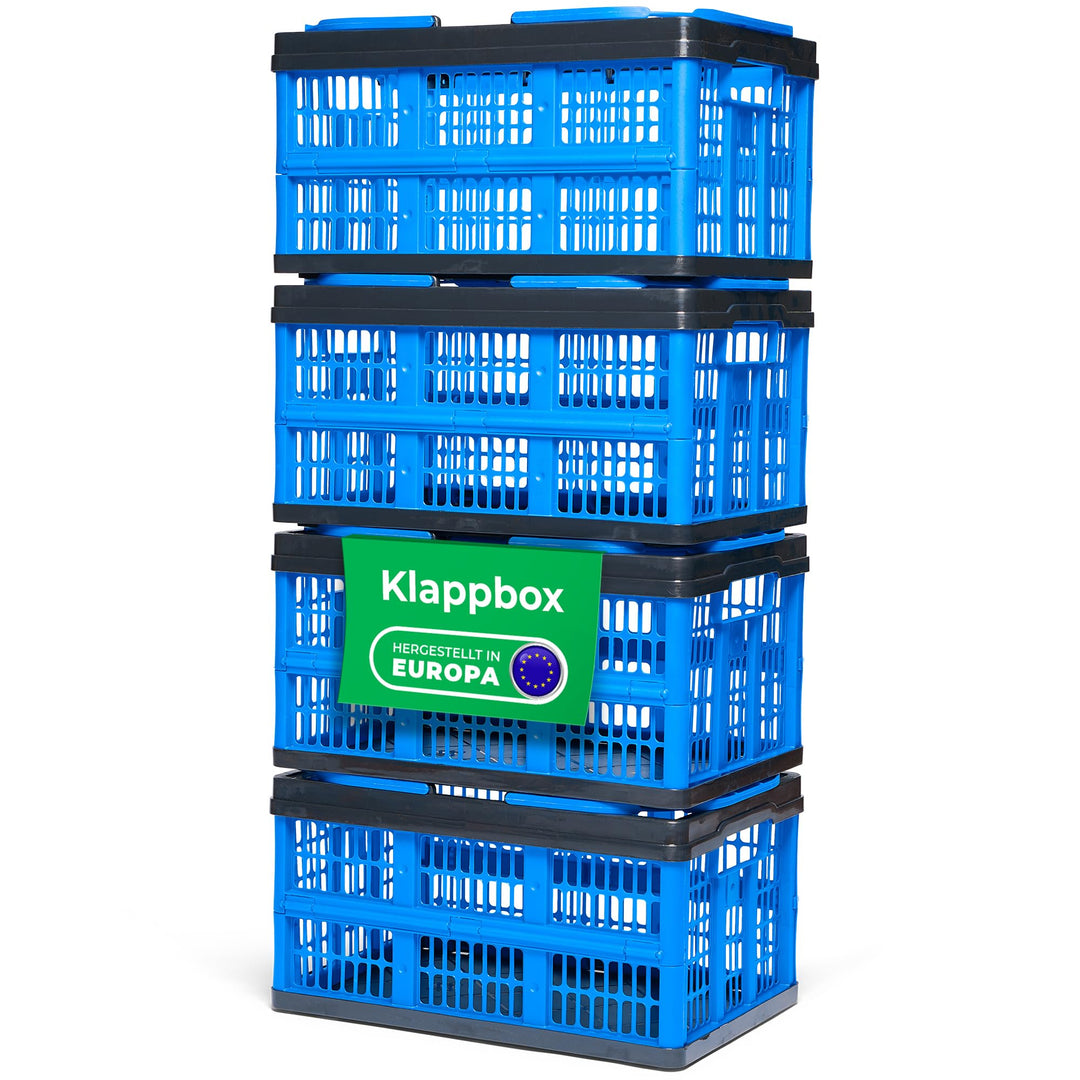 Novaliv Klappbox Blau 4er Set - 16L Faltkorb mit Henkeln - Vielseitiger Einkaufskorb - Praktische Au