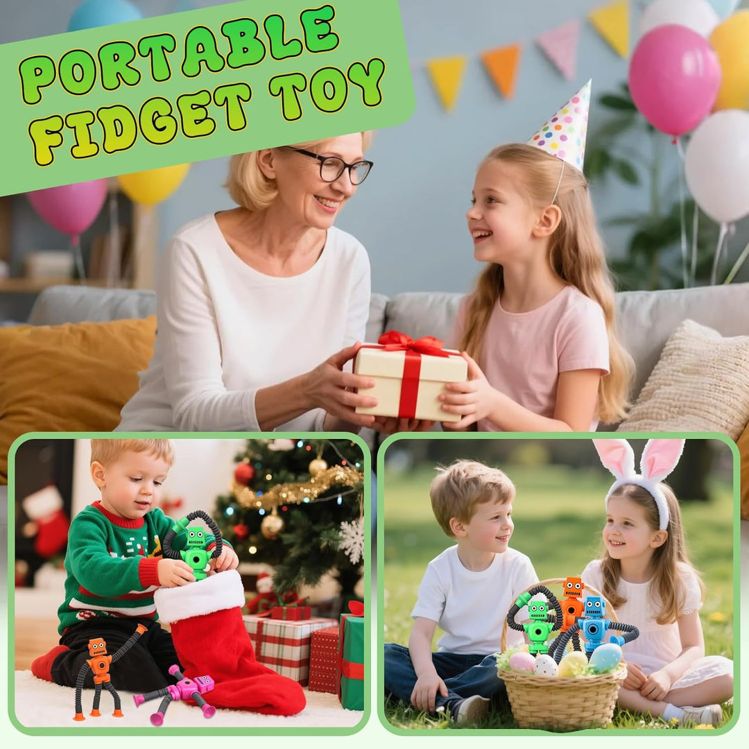 14 PCS Roboter Rohre Saug Fidget Spielzeug, sensorisches Badespielzeug für Kid Baby Kleinkind, teles