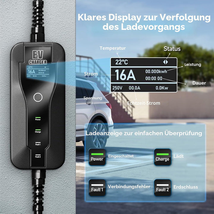 AFYEEV 3.6kw Ladekabel Typ 1, 6M Typ 1 Ladekabel, Ladekabel Elektroauto Typ 1 mit Schuko Stecker Ein