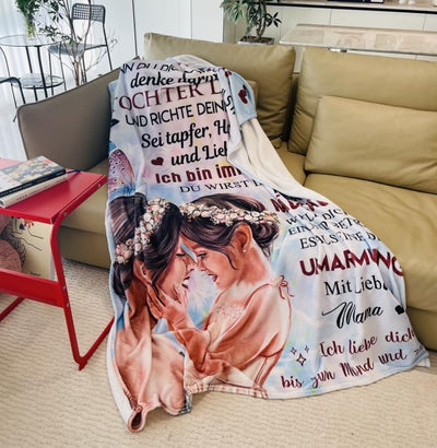 Kuscheldecke für Meine Tochter, An Meine Tochter Decke von Mama, Mutter Tochter Decke mit Spruch Deu