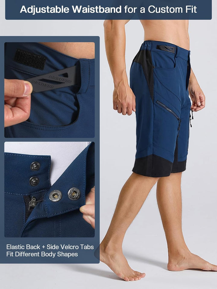 ARSUXEO Radhose Herren MTB Shorts ohne Polsterung Radfahren Shorts Klassisch Wasserdicht 1903 Dunkel