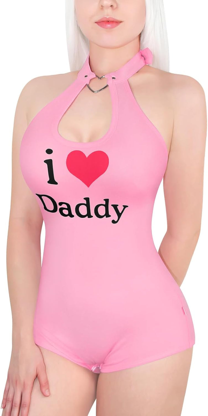 LittleForBig Baumwolle Strampler Onesie Pyjamas Bodysuit - I love Daddy Muster Schwarz-1 L, Schwarz-