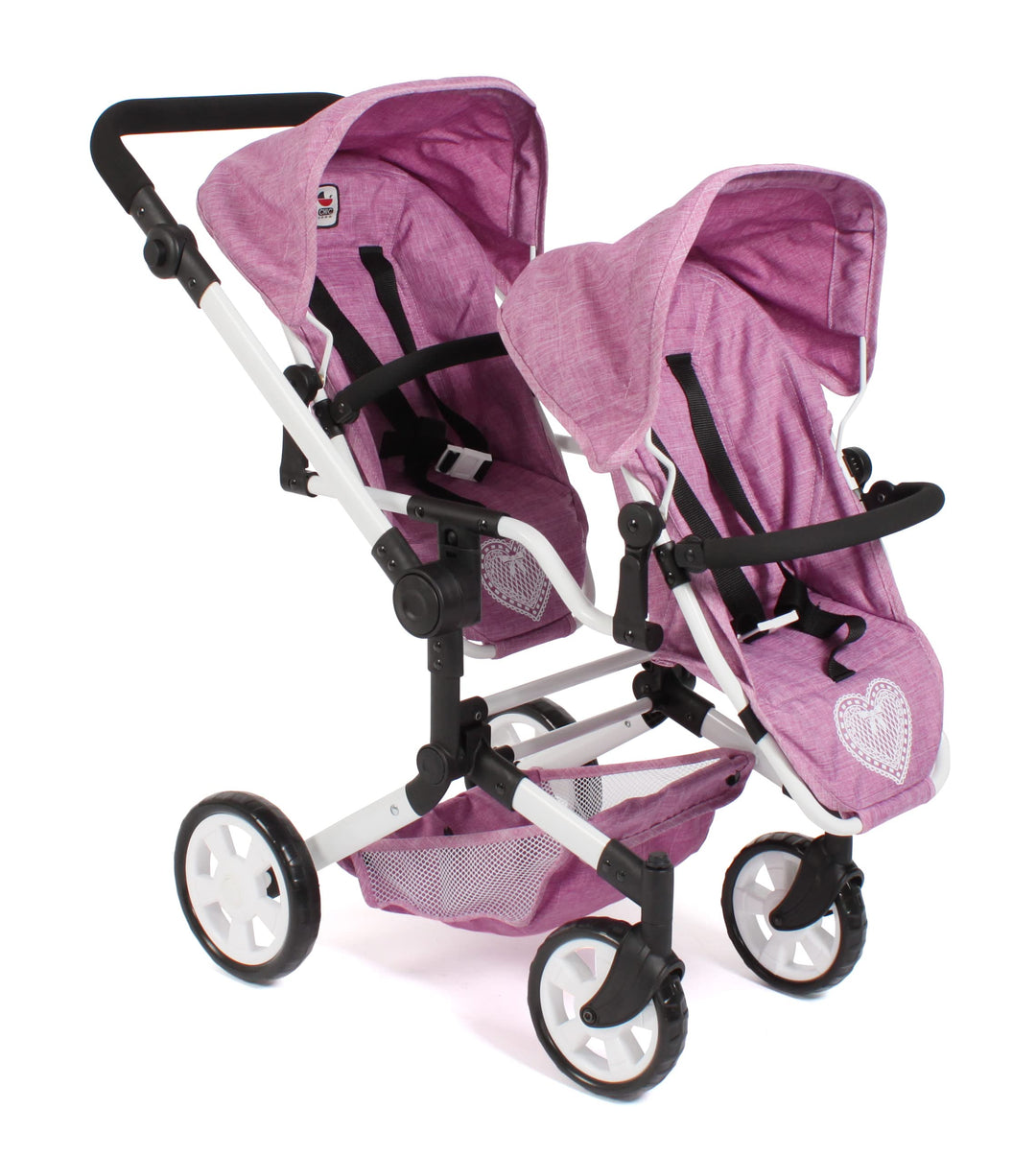 Bayer Chic 2000 - Puppenwagen Linus Duo, Zwillingspuppenwagen für Kinder von 4 bis 8 Jahren, Jeans p