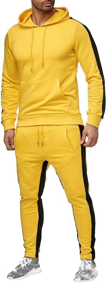 amropi Herren Trainingsanzug Jogginganzug Männer Kapuzenpullover und Jogginghose Sportanzug, Gelb