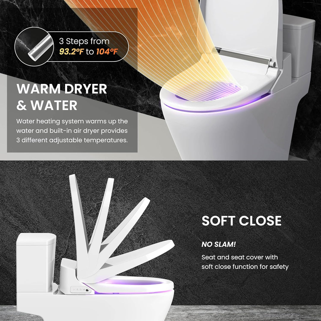 VOVO VB-4100SR Elektronischer Smart Bidet Toilettensitz, Rund, Selbstreinigende Düse aus Volledelsta